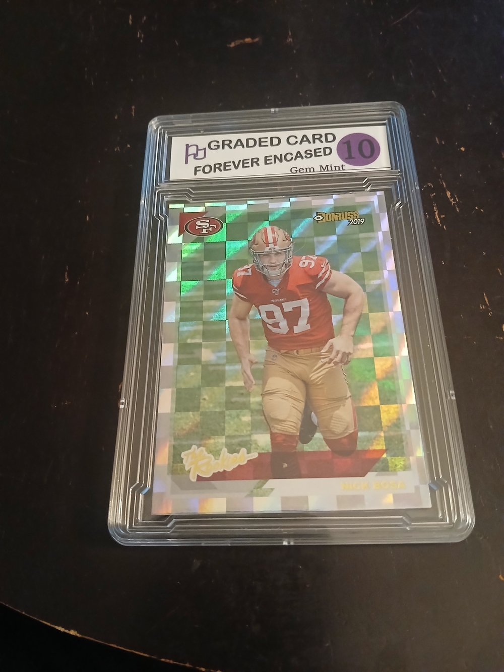 2019 Donruss Nick Bosa Rookie Holographic Checker Board Prizm Graded Gem Mint 10